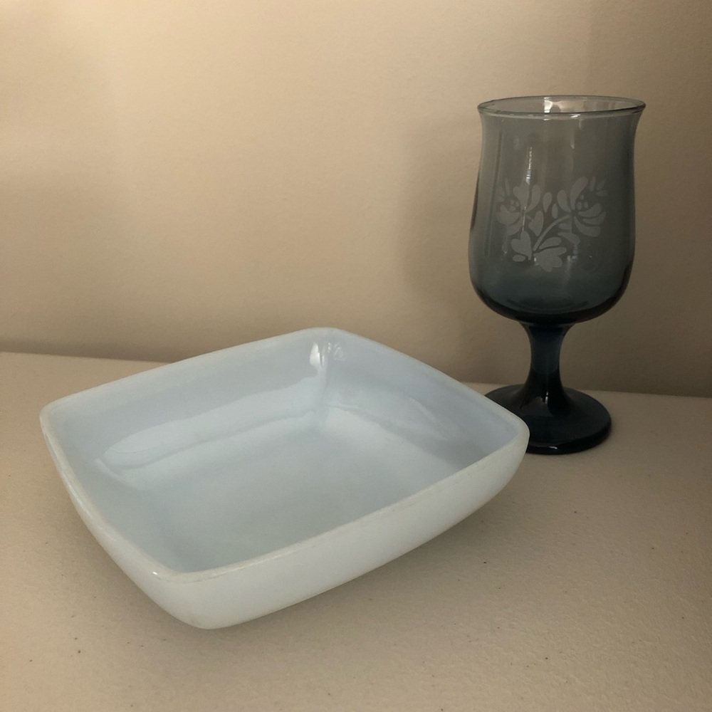 Fire King 🔥 Azurite Charm Square Dessert Dish Vintage (1940’s)